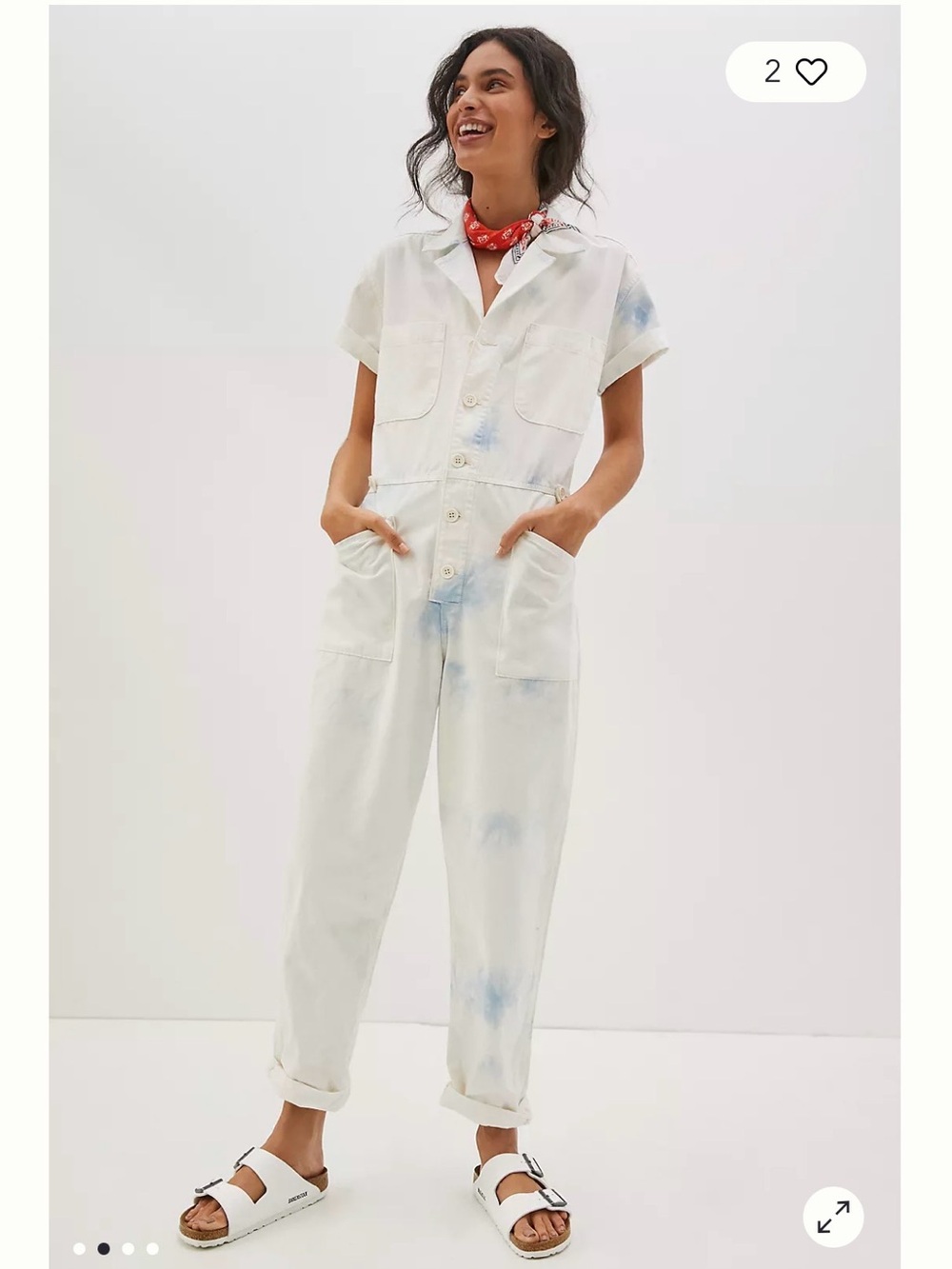 pistola White Tie-Dye Blue Women's Denim Jumpsuit